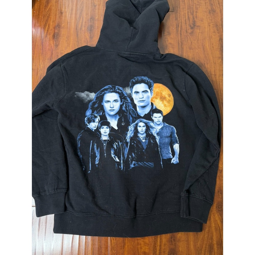 Twilight Saga Unisex SZ M Hoodie Black Double Sided Graphic Cullen Edward Y2K - Picture 8 of 8